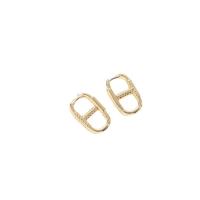 Brass Huggie Hoop Earring, 14K gold plated, for woman, golden 