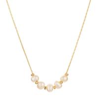 Freshwater Pearl Brass Necklace, with Freshwater Pearl, 14K gold plated, for woman, golden .31 Inch 