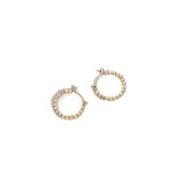 Brass Hoop Earring, Round, 14K gold plated, for woman, golden, 22mm 