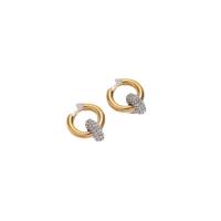Huggie Hoop Drop Earring, Brass, 14K gold plated, micro pave cubic zirconia & for woman, golden, 19mm 