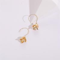Brass Drop Earring, Flower, 14K gold plated, for woman, golden 