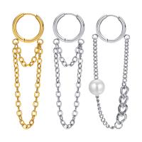 Huggie Hoop Drop Earring, 304 Stainless Steel, Vacuum Ion Plating, fashion jewelry & for woman 