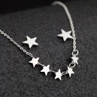 Fashion Stainless Steel Jewelry Sets, 304 Stainless Steel, Stud Earring & sweater chain necklace, with 1.97inch extender chain, Star, 2 pieces & fashion jewelry & for woman, original color, 7mm,10mm Approx 17.72 Inch 