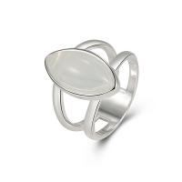 Gemstone Brass Finger Ring, with Synthetic Jade, Horse Eye, silver color plated, fashion jewelry & for woman, silver color US Ring 