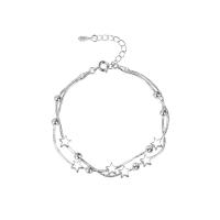 Bracelets en laiton, avec 4cm chaînes de rallonge, étoile, Placage de couleur platine, bijoux de mode & pour femme, couleur platine Environ 16.5 cm, Vendu par PC
