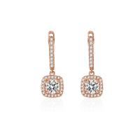 Huggie Hoop Drop Earring, Brass, Square, plated, fashion jewelry & micro pave cubic zirconia & for woman 