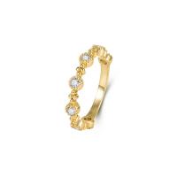 Rhinestone Brass Finger Ring, gold color plated, fashion jewelry & for woman & with rhinestone, golden, US Ring 
