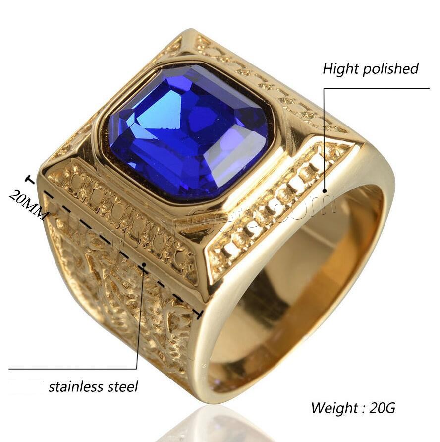 Cubic Zirconia anillo de dedo de acero inoxidable, chapado en color dorado, unisexo & diverso tamaño para la opción & con circonia cúbica, más colores para la opción, Vendido por UD