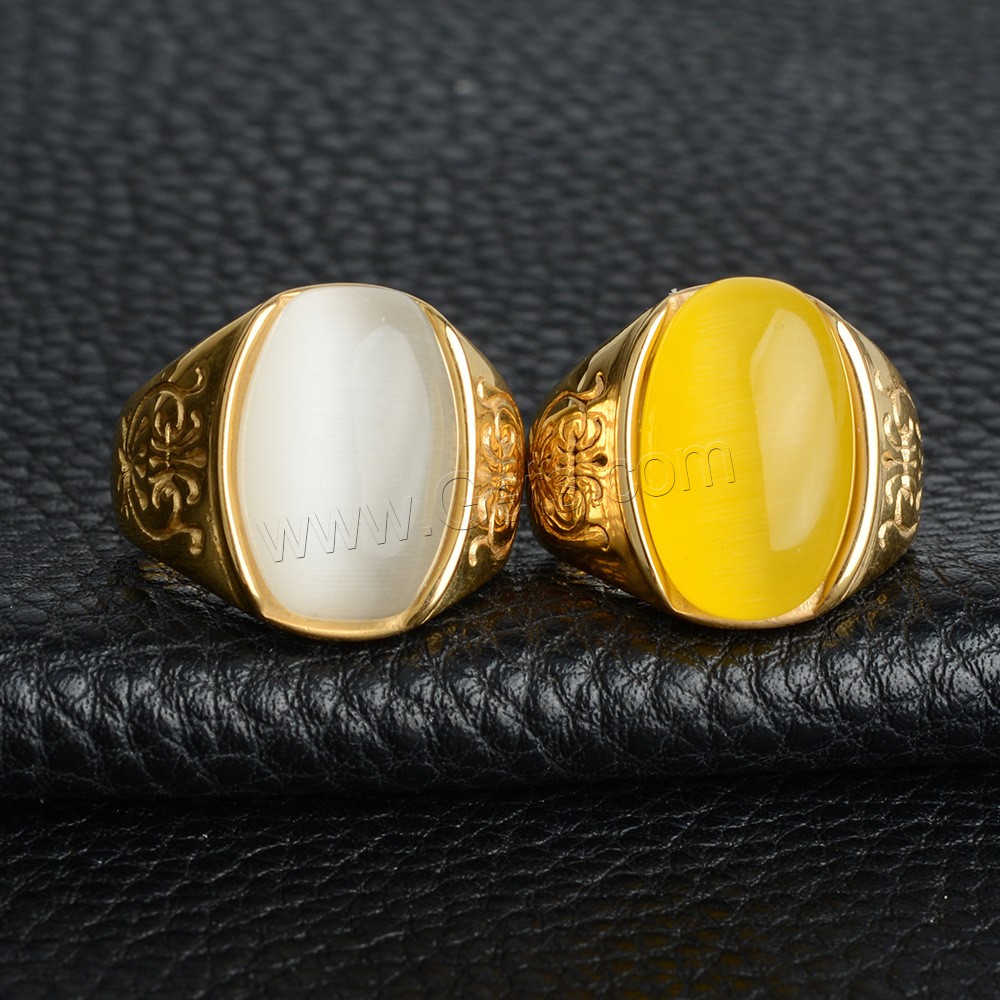 Piedras preciosas de acero inoxidable anillo de dedo, con Piedras preciosas, chapado en color dorado, unisexo & diverso tamaño para la opción, más colores para la opción, Vendido por UD