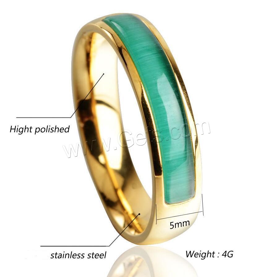 Titanium Steel Finger Ring, with Gemstone, plated, Unisex & different size for choice, more colors for choice, Sold By PC