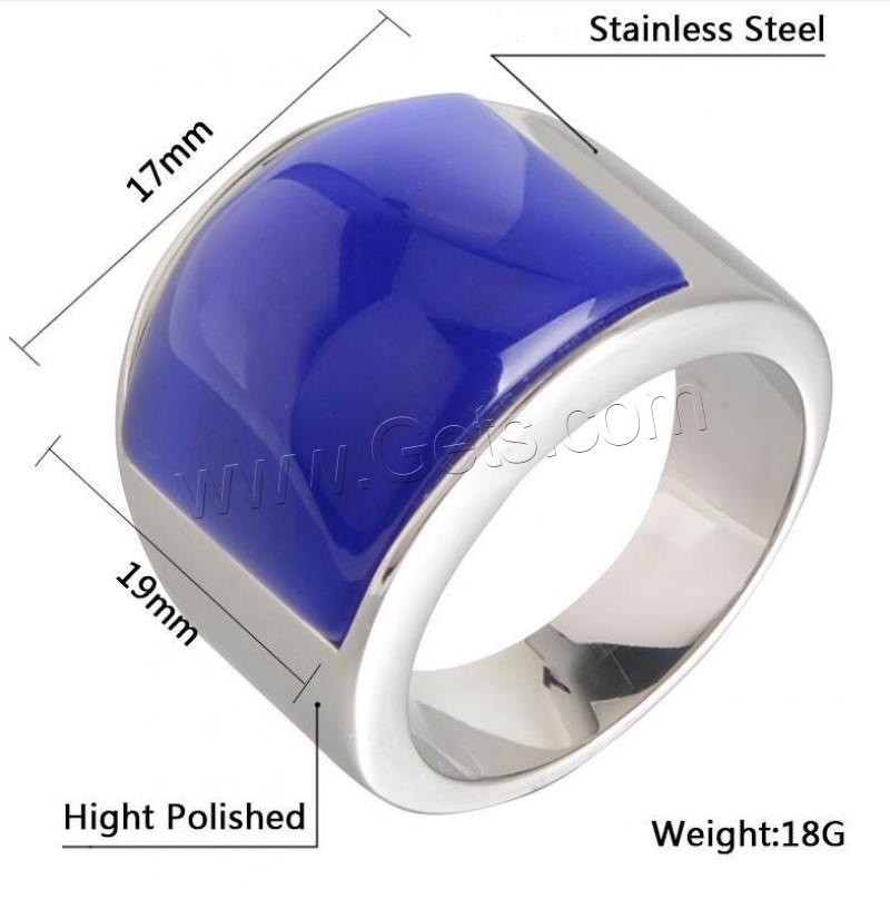 Gemstone Stainless Steel Finger Ring, with Cats Eye, plated, Unisex & different size for choice, more colors for choice, Sold By PC