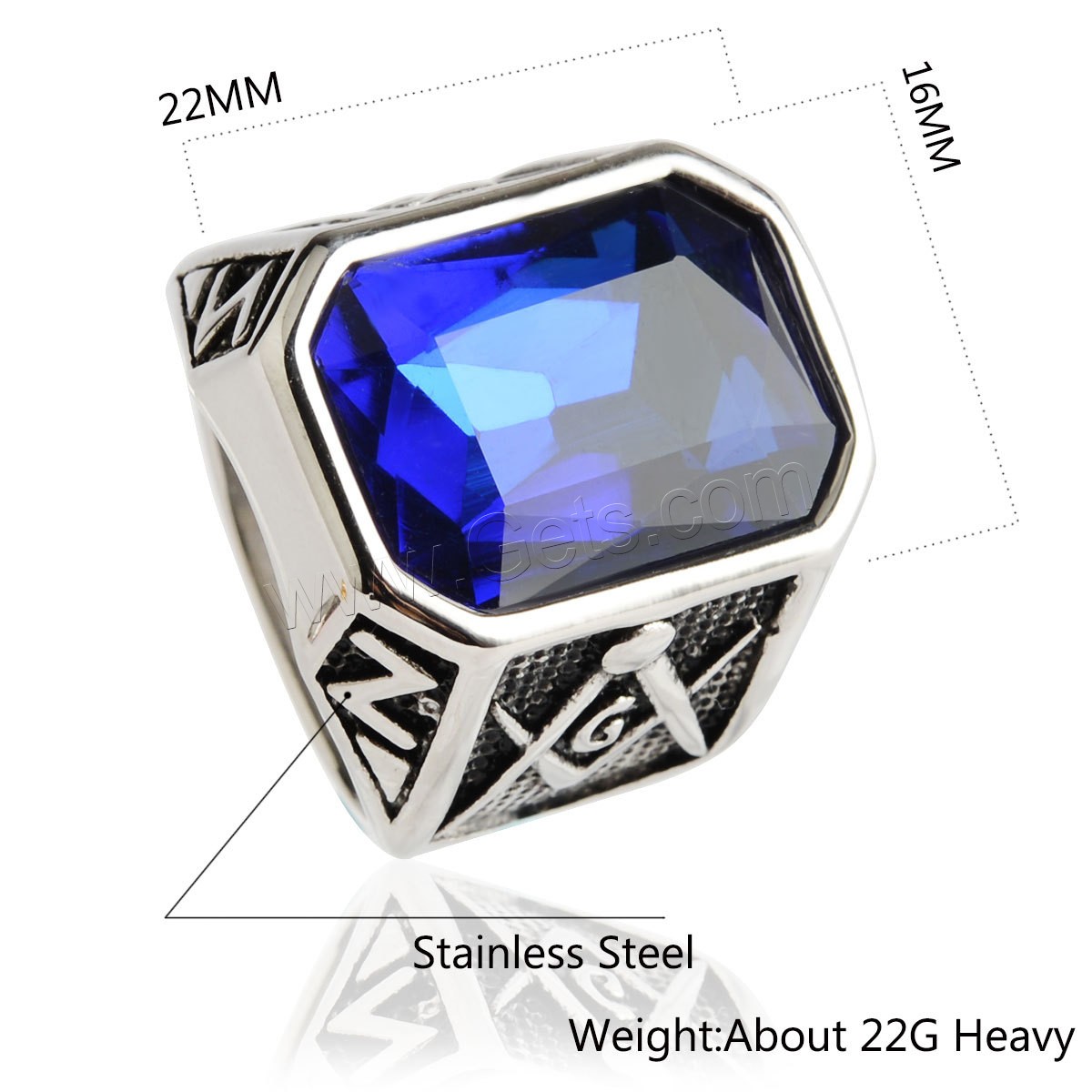 Gemstone Stainless Steel Finger Ring, with Gemstone, plated, Unisex & different size for choice, more colors for choice, Sold By PC