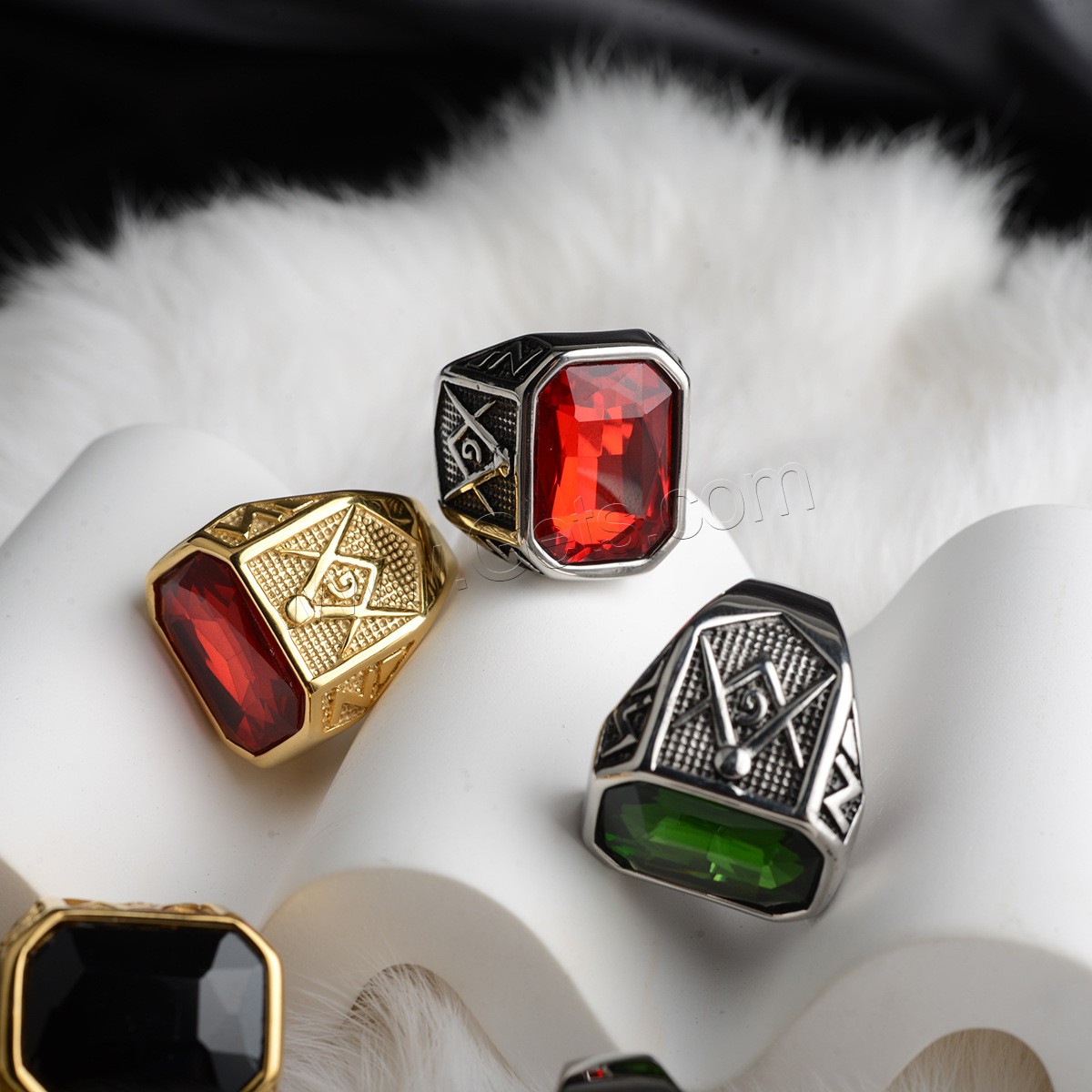 Piedras preciosas de acero inoxidable anillo de dedo, con Piedras preciosas, chapado, unisexo & diverso tamaño para la opción, más colores para la opción, Vendido por UD