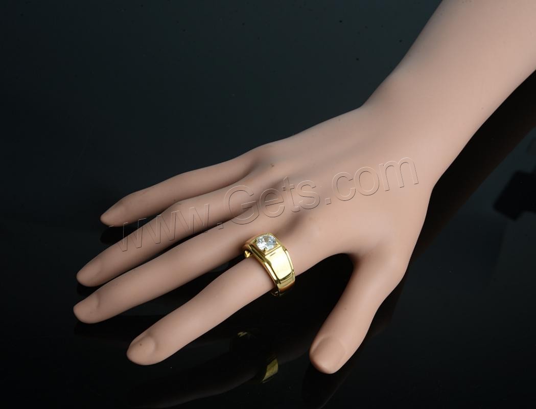 Cubic Zirconia anillo de dedo de acero inoxidable, chapado, unisexo & diverso tamaño para la opción & micro arcilla de zirconia cúbica, más colores para la opción, Vendido por UD