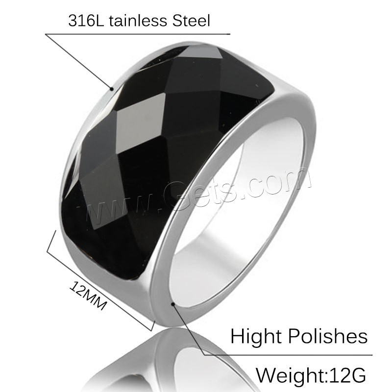Gemstone Stainless Steel Finger Ring, with Gemstone, plated, Unisex & different size for choice, more colors for choice, Sold By PC