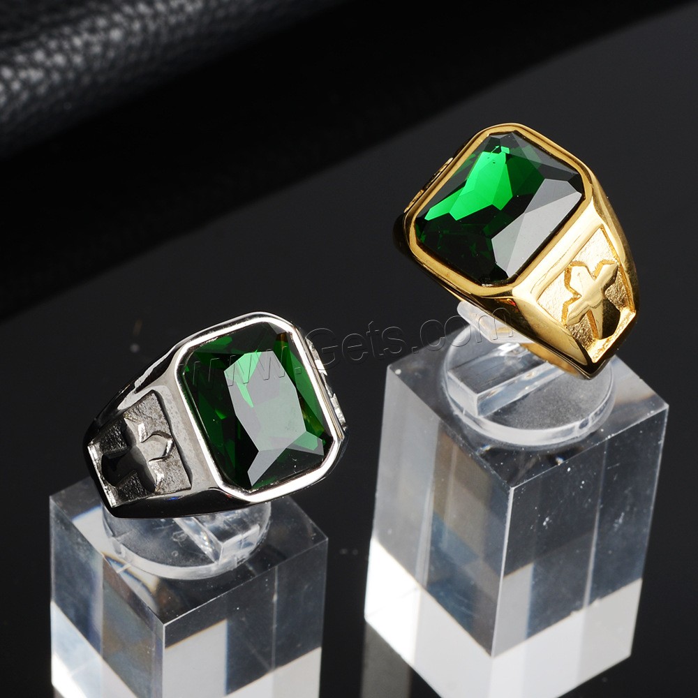 Кубический цирконий кольцо из нержавеющей стали, нержавеющая сталь, с кубический цирконий, Другое покрытие, Мужская & разный размер для выбора, Много цветов для выбора, продается PC