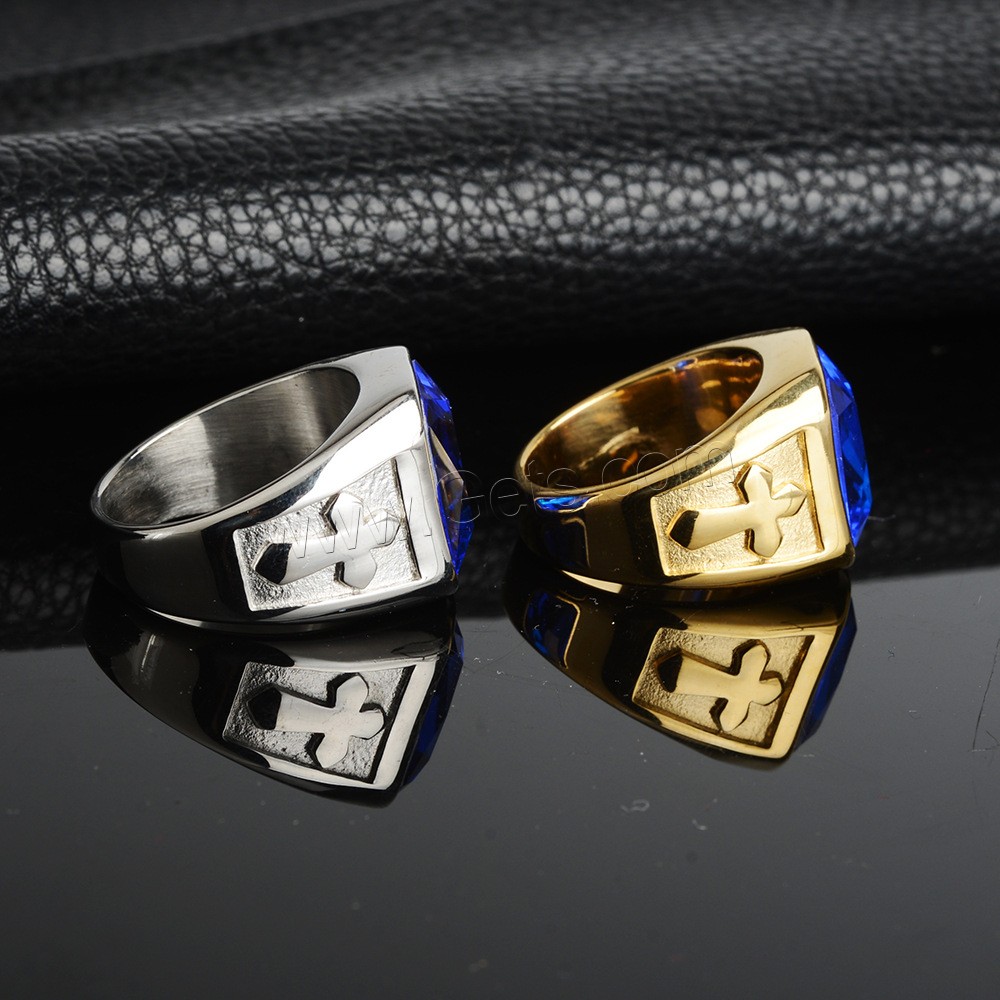 Cubic Zirconia anillo de dedo de acero inoxidable, con cúbica circonia, chapado, unisexo & diverso tamaño para la opción, más colores para la opción, Vendido por UD
