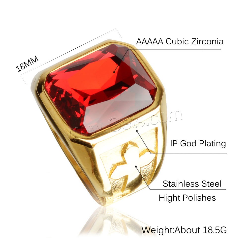Кубический цирконий кольцо из нержавеющей стали, нержавеющая сталь, с кубический цирконий, Другое покрытие, Мужская & разный размер для выбора, Много цветов для выбора, продается PC