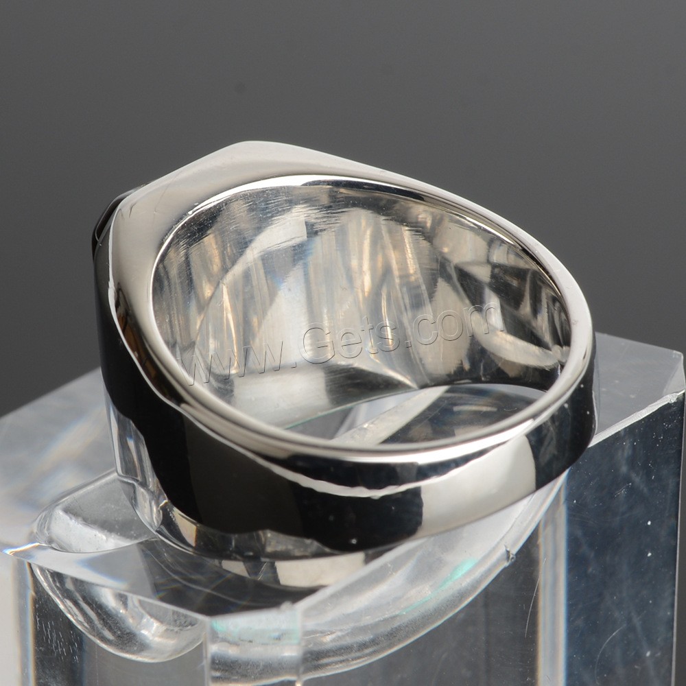Piedras preciosas de acero inoxidable anillo de dedo, con Ojo de tigre, pulido, unisexo & diverso tamaño para la opción, más colores para la opción, Vendido por UD