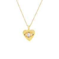Cubic Zircon Micro Pave Brass Necklace, real gold plated & micro pave cubic zirconia & for woman, gold Approx 18.1 Inch 