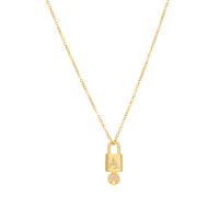 Cubic Zircon Micro Pave Brass Necklace, Lock and Key, real gold plated & micro pave cubic zirconia & for woman, multi-colored Approx 20 Inch 
