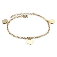 Titanium Steel Anklet, Heart, Vacuum Ion Plating, fashion jewelry & for woman Approx 9 Inch 