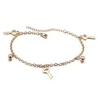 Titanium Steel Anklet, Key, Vacuum Ion Plating, fashion jewelry & for woman & hollow Approx 8.9 Inch 