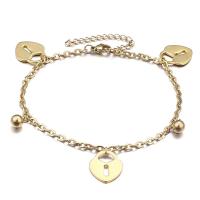 Titanium Steel Anklet, Heart, Vacuum Ion Plating, fashion jewelry & for woman & hollow Approx 8.9 Inch 