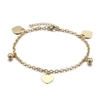 Titanium Steel Anklet, Heart, Vacuum Ion Plating, fashion jewelry & for woman Approx 8.9 Inch 