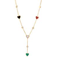 Titanium Steel Jewelry Necklace, with Shell, with 1.97inch extender chain, Heart, real gold plated, for woman & enamel & with rhinestone 9mm Approx 16 Inch 
