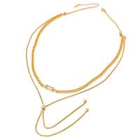 Titanstahl Pullover Halskette, vergoldet, Doppelschicht & für Frau & mit Strass, 13mm, Länge:ca. 15.7-27.5 ZollInch, verkauft von PC