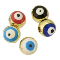 Moda bolas de mal de ojo, metal, Esférico, chapado en color dorado, Joyería & Bricolaje & patrón de malvado de ojo & para mujer & esmalte, más colores para la opción, 6.5x7x7mm, agujero:aproximado 1mm, Vendido por UD