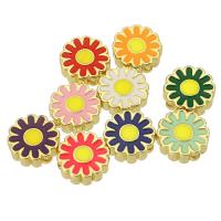 Emaille Messing Perlen, Blume, goldfarben plattiert, Modeschmuck & DIY & für Frau, keine, 11x11x4mm, Bohrung:ca. 1mm, verkauft von PC