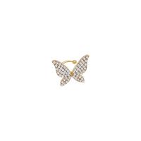 manchette de boucle d'oreille, alliage de zinc, papillon, doré, bijoux de mode & pour femme & avec strass, doré Vendu par PC