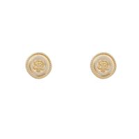 Zinc Alloy Stud Earring, Round, high quality plated, fashion jewelry & for woman, golden 
