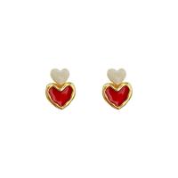 Enamel Zinc Alloy Drop Earring, Heart, high quality plated, fashion jewelry & for woman, two different colored 