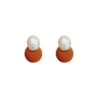 Plastic Pearl Zinc Alloy Earring, with ABS Plastic Pearl & PU Leather, high quality plated, fashion jewelry & for woman, two different colored 