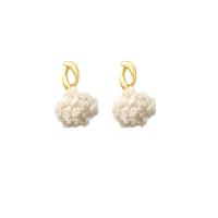 Fluffy Pom Pom Earrings, Zinc Alloy, with Plush, fashion jewelry & for woman, two different colored 