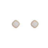 Zinc Alloy Rhinestone Stud Earring, with Acrylic, Square, high quality plated, fashion jewelry & for woman & with rhinestone, two different colored 