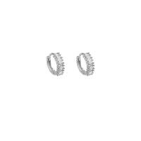 Zinc Alloy Huggie Hoop Earring, high quality plated, fashion jewelry & micro pave cubic zirconia & for woman, silver color 