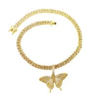 Cubic Zircon Micro Pave Brass Necklace, Butterfly, plated, Unisex & micro pave cubic zirconia Approx 20 Inch 