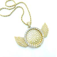 Perfume Locket Necklace, Brass, Angel Wing, plated, DIY & Unisex & micro pave cubic zirconia Approx 50 cm 