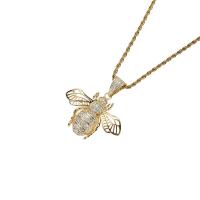 Cubic Zircon Micro Pave Brass Necklace, Bee, plated, Unisex & micro pave cubic zirconia Approx 50 cm 