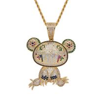 Cubic Zircon Micro Pave Brass Necklace, Frog, plated, Unisex & micro pave cubic zirconia Approx 60 cm 