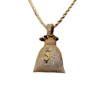 Cubic Zircon Micro Pave Brass Necklace, Money Bag, plated, Unisex & micro pave cubic zirconia Approx 50 cm 