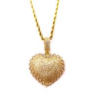 Cubic Zircon Micro Pave Brass Necklace, Heart, plated, Unisex & micro pave cubic zirconia 30-55mm Approx 50 cm 
