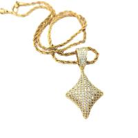 Cubic Zircon Micro Pave Brass Necklace, gold color plated, Unisex & micro pave cubic zirconia Approx 50 cm 