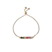 Cubic Zirconia Micro Pave Brass Bracelet, 14K gold plated, micro pave cubic zirconia & for woman, mixed colors .1 Inch 