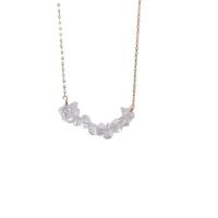 Quartz Necklace, Brass, with Clear Quartz, with 1.97 extender chain, 14K gold plated, for woman, golden .75 Inch 