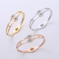 Stainless Steel Bangle, 304 Stainless Steel, Vacuum Ion Plating, fashion jewelry & for woman & with rhinestone 58*46*4mm 